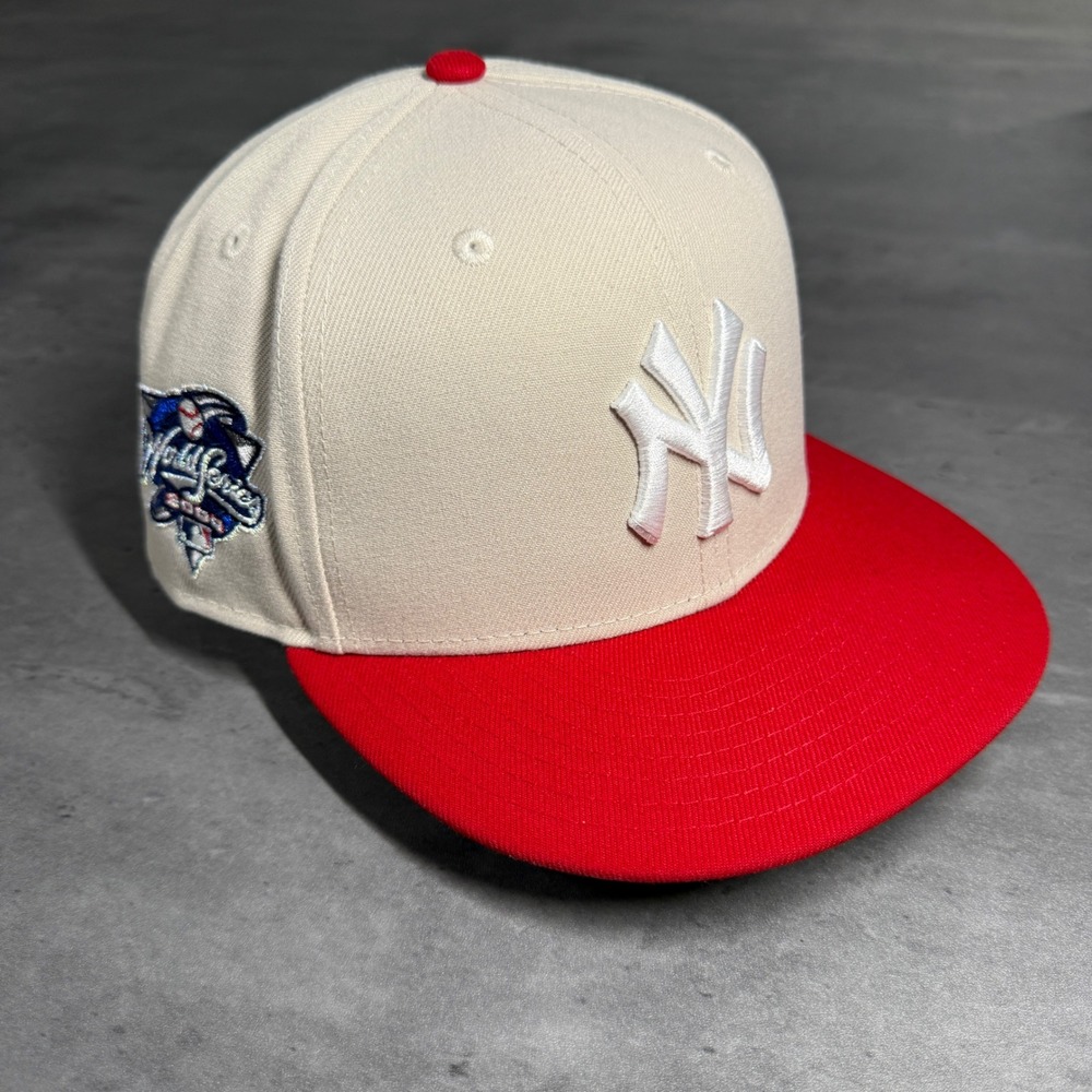 Hat Club New York Yankees New Era Cap 7 1/2 Cream Red World Series Patch 59FIFTY